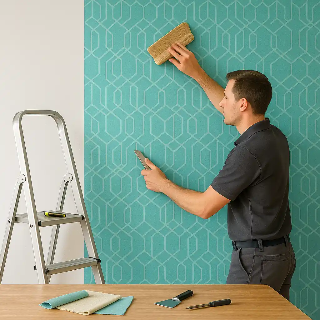 Instalación profesional de papel pintado en Pozuelo