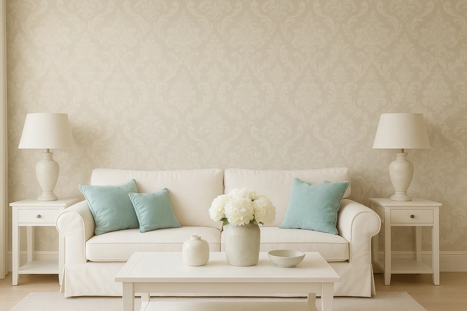 sofa-sala-de-estar-con-papel-pintado-beige