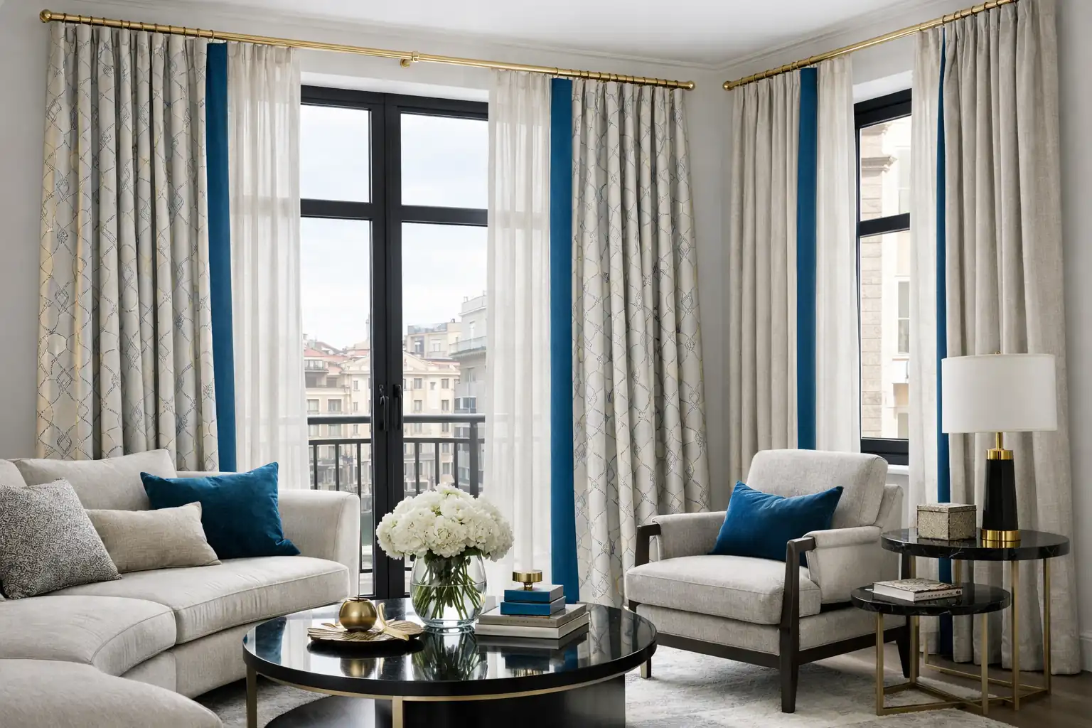 cortinas jane churchill en ventanales amplios con caída perfecta y elegancia británica